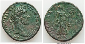 Antoninus Pius (AD 138-161). AE sestertius (31mm, 21.52 gm, 11h). VF, light porosity. Rome, AD 143-144. ANTONINVS AVG PI-VS P P TR P COS III, laureate...