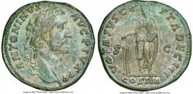 Antoninus Pius (AD 138-161). AE sestertius (32mm, 26.51 gm, 12h). NGC Choice XF 5/5 - 3/5, light smoothing. Rome, AD 145-161. ANTONINVS-AVG PIVS P P, ...