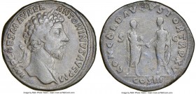 Marcus Aurelius, as Augustus (AD 161-180). AE sestertius (33mm, 19.69 gm, 11h). NGC Choice Fine. Rome, AD 161. IMP CAES M AVREL-ANTONINVS AVG P M, lau...