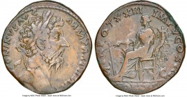 Marcus Aurelius, as Augustus (AD 161-180). AE sestertius (30mm, 25.06 gm, 12h). NGC VF, Fine Style. Rome, AD 168-169. IMP ANTONINVS AVG-ARM PARTH MAX,...