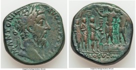 Marcus Aurelius, as Augustus (AD 161-180). AE sestertius (28mm, 25.05 gm, 6h). Fine. Rome, AD 169-170. M ANTONINVS AVG TR P XXIIII, laureate head of M...