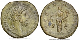 Marcus Aurelius, as Augustus (AD 161-180). AE sestertius (32mm, 24.33 gm, 6h). NGC XF. Rome, AD 175-176. M ANTONINVS AVG-GERM SARMATICVS, laureate hea...