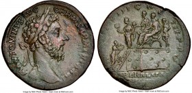 Marcus Aurelius, as Augustus (AD 161-180). AE sestertius (31mm, 24.97 gm, 12h). NGC Choice XF 4/5 - 3/5, Fine Style. Rome, AD 176-177. M ANTONINVS AVG...