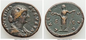 Faustina Junior (AD 147-175/6). AE as (26mm, 12.10 gm, 6h). VF. Rome, AD 161-164. FAVSTINA-AVGVSTA, draped bust of Faustina Junior right, seen from fr...