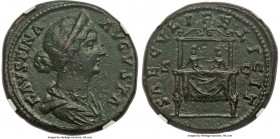 Faustina Junior (AD 147-175/6). AE sestertius (31mm, 23.06 gm, 12h). NGC Choice XF 5/5 - 3/5. Rome, AD 161-165. FAVSTINA-AVGVSTA, draped bust of Faust...