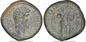 Lucius Verus (AD 161-169). AE sestertius (33mm, 24.81 gm, 11h). NGC Choice VF, light scratches. Rome, AD 165-166. L AVREL VERVS-AVG ARMENIACVS, laurea...