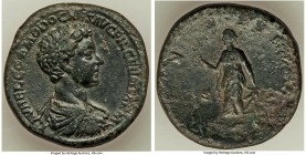 Commodus, as Caesar (AD 177-192). AE sestertius (31mm, 26.26 gm, 11h). XF. Rome, AD 175-176. L AVREL COMMODO CAES AVG FIL GERM SARM, bare headed, drap...