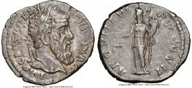 Pertinax (1 January-28 March AD 193). AR denarius (18mm, 3.25 gm, 6h). NGC Choice XF 4/5 - 5/5. Rome. IMP CAES P HELV-PERTIN AVG, laureate head of Per...