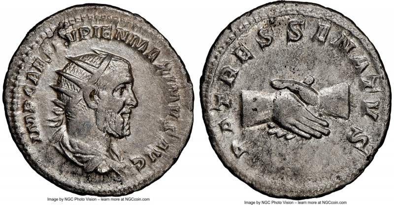 Pupienus (April-July AD 238). AR antoninianus (22mm, 5.00 gm, 2h). NGC Choice XF...