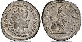 Philip I (AD 244-249). AR antoninianus (22mm, 4.78 gm, 6h). NGC Choice AU. Rome, AD 245. IMP M IVL PHILIPPVS AVG, radiate, draped and cuirassed bust o...