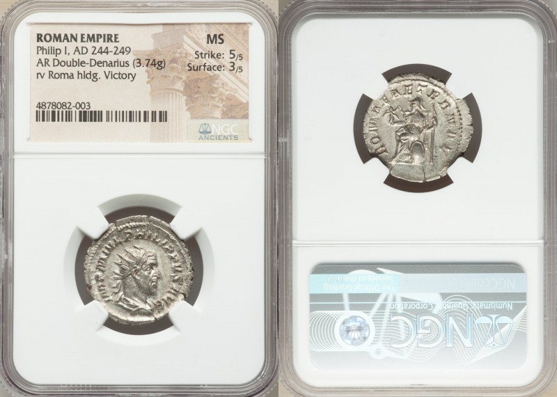 Philip I (AD 244-249). AR antoninianus (23mm, 3.74 gm, 6h). NGC MS 5/5 - 3/5. Ro...