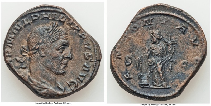Philip I (AD 244-249). AE sestertius (29mm, 18.65 gm, 1h). Choice VF. Rome, AD 2...