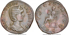 Otacilia Severa (AD 244-249). AE sestertius (30mm, 16.96 gm, 12h). NGC XF, light smoothing. Rome. MARCIA OTACIL-SEVERA AVG, draped bust of Otacilia Se...