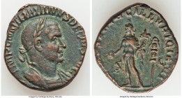 Trajan Decius (AD 249-251). AE sestertius (28mm, 16.38 gm, 12h). VF. Rome. IMP C M Q TRAIANVS DECIVS AVG, laureate, cuirassed bust of Trajan Decius ri...