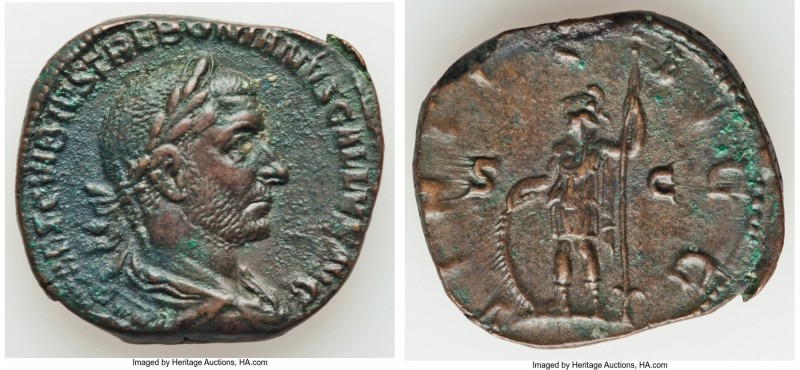 Trebonianus Gallus (AD 251-253). AE sestertius (31mm, 16.51 gm, 6h). Choice VF. ...