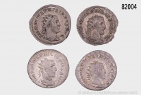 Philippus I. Arabs und Philippus II., Konv. 4 Antoniniane, gemischter Zustand, bitte besichtigen.
