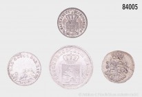 Altdeutschland, Konv. von 4 Stück gut erhaltenen Kleinmünzen mit Bayern, 1 Kreuzer 1871, AKS 183, vorzüglich, Hessen-Darmstadt, Ludwig II. (1830-1848)...