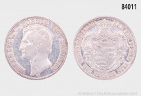 Königreich Sachsen, Johann (1854-1873), Taler 1858 F, 900er Silber, 18,26 g, 33 mm, AKS 132, Kratzer, fast sehr schön.