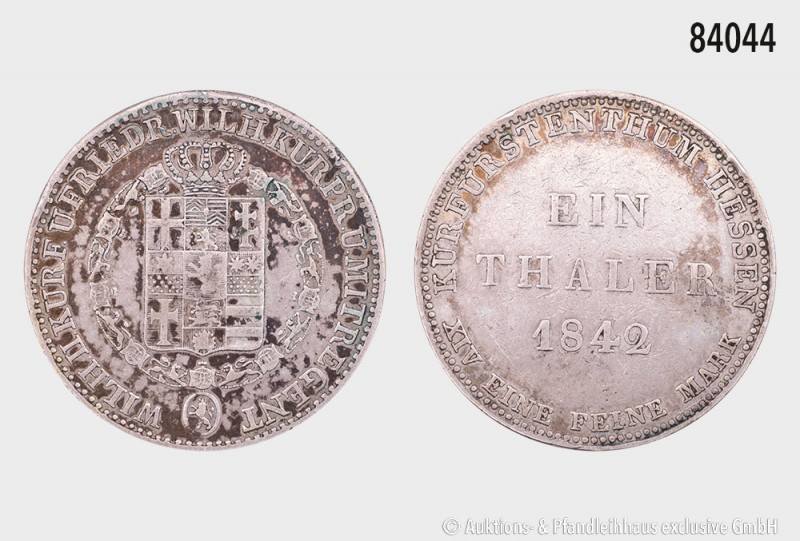 Hessen-Kassel, Wilhelm II. (1831-1847), Taler 1842, 22,04 g, 35 mm, AKS 46, J. 3...