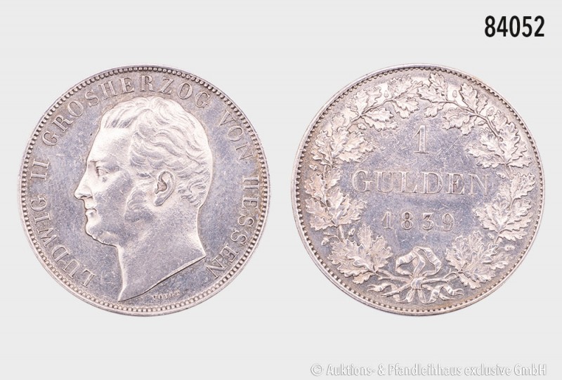 Hessen-Darmstadt, Ludwig II. (1830-1848), 1 Gulden 1839, 10,59 g, 30 mm, AKS 105...