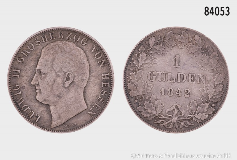 Hessen-Darmstadt, Ludwig II. (1830-1848), 1 Gulden 1842, 10,39 g, 30 mm, AKS 105...