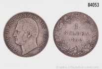 Hessen-Darmstadt, Ludwig II. (1830-1848), 1 Gulden 1842, 10,39 g, 30 mm, AKS 105, J. 39, dunkle Patina, sehr schön.