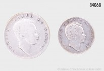 Nassau, Adolph (1839-1866), Konv. 1 Gulden 1842 und 1/2 Gulden 1843, fast sehr schön/sehr schön.