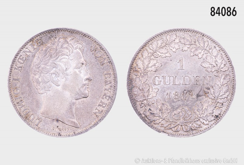 Bayern, Ludwig I. (1825-1848), 1 Gulden 1842, 10,60 g, 30 mm, AKS 78, J. 62, sch...