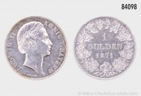 Bayern, Ludwig II. (1864-1886), 1 Gulden 1871, 10,46 g, 30 mm, AKS 178, J. 103, Randfehler (entfernter Henkel?), Kratzer, fast sehr schön.
