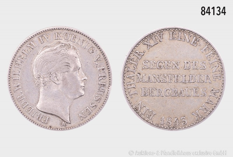 Preußen, Friedrich Wilhelm IV. (1840-1861), Ausbeutetaler 1843 A, 22,13 g, 34 mm...