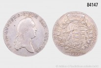 Sachsen, Friedrich August III. (1763-1806), Konventionstaler 1777 EDC, Dresden, 27,84 g, 39 mm, Buck 141e, Davenport 2690, Kratzer, Stempelfehler (?),...