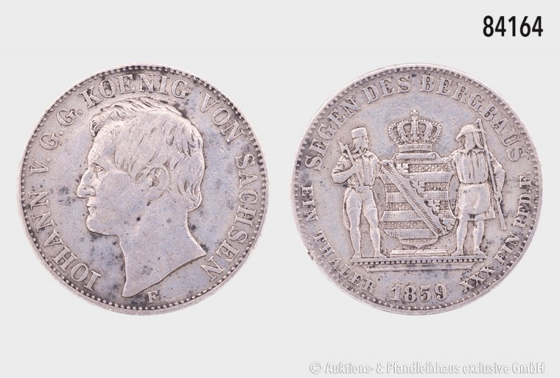 Sachsen, Johann (1854-1873), Ausbeutetaler 1859 F, 18,35 g, 33 mm, AKS 134, J. 1...