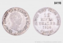Hannover, Ernst August (1837-1851), 1/12 Taler 1838 B, Variante mit Punkt nach der Jahreszahl, 2,56 g, 20 mm, AKS 112, J. 58, selten, fast sehr schön,...