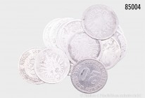 Deutsches Reich, Konv. 14 x 20 Pfennig 1873-1877, 900er Silber, gemischter Zustand, schön bis sehr schön, bitte besichtigen.