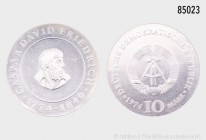 DDR, 10 Mark Sondermünze Caspar David Friedrich 1974, 625er Silber, J. 1553, AKS 861, 31 mm, vorzüglich/Stempelglanz.