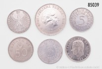 BRD (DM und Euro), Konv. 2 Euro-Starterkits 2002 G (AKS 209), 4 x Silberadler (5 DM 1951 D, F, G und J), 4 x 1 DM 1950 D, F, G und J, Bank deutscher L...