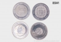 BRD, 4 x 10 Euro 2003, 2004, 2005 und 2006, auf die Fußball-Weltmeisterschaft 2006 in Deutschland, 925er Silber, insgesamt ca. 65 g Feinsilber, kleine...