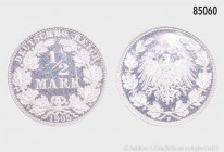 Deutsches Reich, 1/2 Mark 1905 D, 900er Silber. 2,83 g; 20 mm. AKS 6; Jaeger 16. Selten in dieser Erhaltung. Haarlinien, PP.