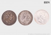 Bayern, Ludwig II. (1864-1886), Konv. 3 x 5 Mark (1874, 1875 und 1876) D, Komplettsatz, AKS 194, J. 42, gemischter Zustand, mit kleineren Fehlern, bit...