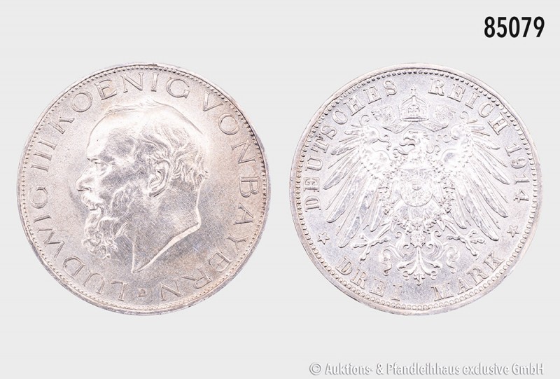 Bayern, Ludwig III. (1913-1918), 3 Mark 1914 D, 16,61 g, 33 mm, AKS 210, J. 52, ...