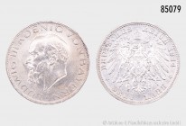 Bayern, Ludwig III. (1913-1918), 3 Mark 1914 D, 16,61 g, 33 mm, AKS 210, J. 52, winzige Randfehler, feine Kratzer, vorzüglich.