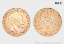 Preußen, Wilhelm II. (1888-1918), 20 Mark 1895 A, 900er Gold, 7,94 g, 23 mm, AKS 124, J. 252, kleine Kratzer, sehr schön.