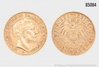 Preußen, Wilhelm II. (1888-1918), 20 Mark 1895 A, 900er Gold, 7,94 g, 23 mm, AKS 124, J. 252, kleiner Randfehler, kleine Kratzer, sehr schön.