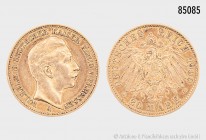 Preußen, Wilhelm II. (1888-1918), 20 Mark 1900 A, 900er Gold, 7,95 g, 23 mm, AKS 124, J. 252, sehr schön.