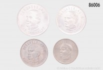 Taiwan/Republic of China, Konv. 4 Gedenkmünzen auf den 100. Geburtstag von Su Wen 1965 (5, 10, 50 und 100 Dollars), KM 537, 538, 539, 540. Vorzüglich....