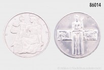 Schweiz, Konv. 5 Franken 1948, Verfassung, HMZ 1162 und 5 Franken 1963, Rotkreuz, HMZ 1163, 835er Silber, vorzüglich.