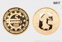 Frankreich, 5 Euro 2007, 5. Jahrestag der Einführung des Euro, 1,24 g, 14 mm, 999er Gold, in Kapsel, PP.