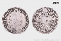 Frankreich, Ludwig XIV. (1643-1715), 1/10 Ecu aux 3 couronnes 1711 P, Dijon, Kratzer, Gadoury 125, 2,87 g, 23 mm, fast sehr schön.