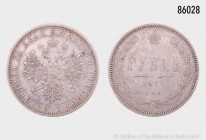 Russland, Alexander II. (1855-1881), 1 Rubel 1877, Silber, Bitkin 90, Kahnt/Schön 113, 20,66 g, 35 mm, Randfehler, sehr schön.