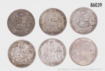 Peru, umfangreiche Sammlung überwiegend Silbermünzen, dabei 16 x 1 Sol 1923/1934 und 1/2 Sol 1922/1937, gemischter Zustand, sehr schön-vorzüglich, bit...